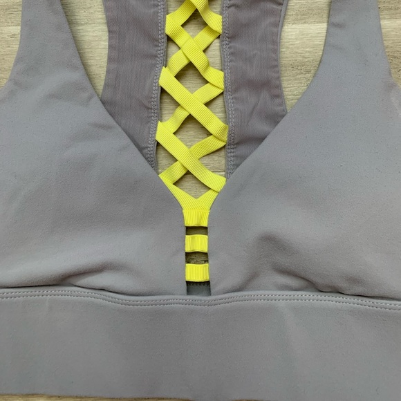 EUC Fablletics Sport Bra XS Grey and Neon Yellow Straps - Picture 4 of 5